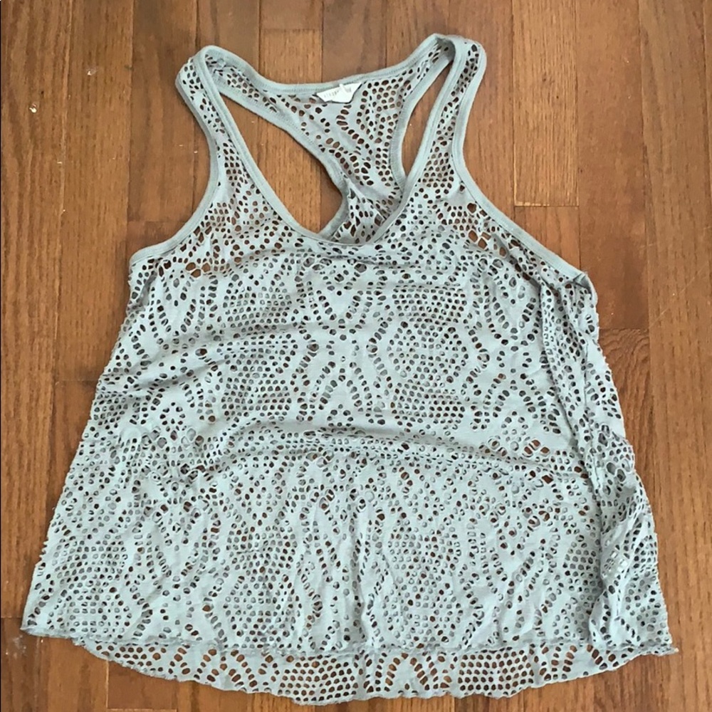 See through grey tank top